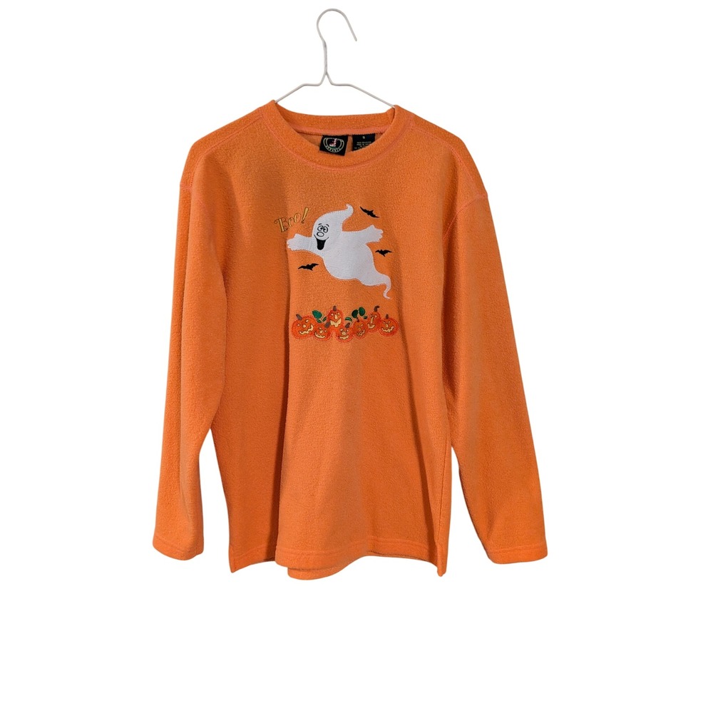 Lighthouse Apparel Fleece Sweatshirt Women S Orange Vintage Halloween Ghost